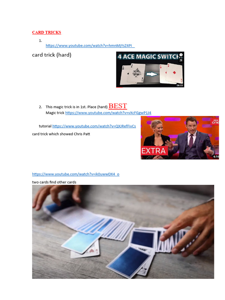 Advanced Card Tricks and Tutorials | PDF