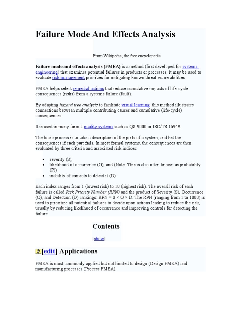 Understanding Failure Mode Effects Analysis | PDF | Systems Engineering ...