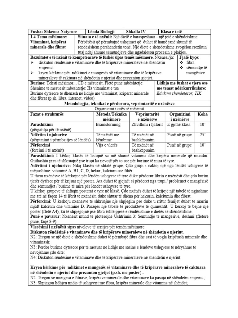 1.6 Vitaminat, Kripërat Minerale Dhe Fibrat | PDF
