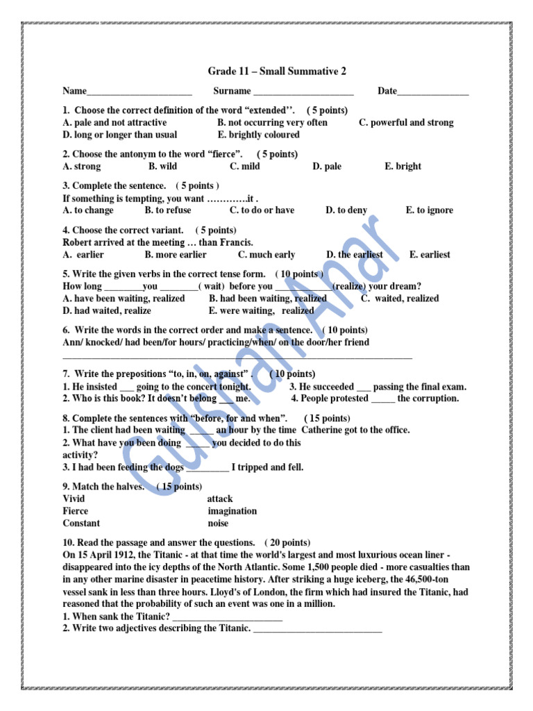 Grade 11 Summative Assessment 2 | PDF | Linguistic Typology | Language ...