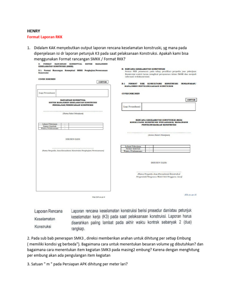 Format RKK untuk Keselamatan Konstruksi | PDF