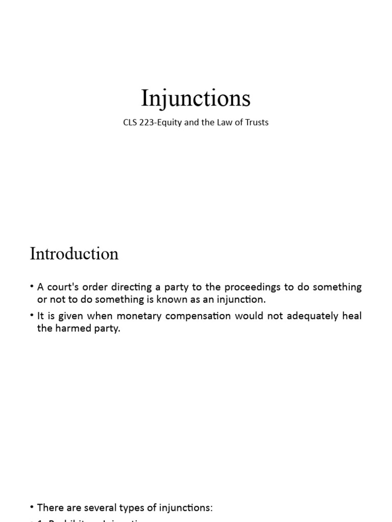 Types and Rules of Injunctions Explained | PDF | Injunction | Legal Remedy