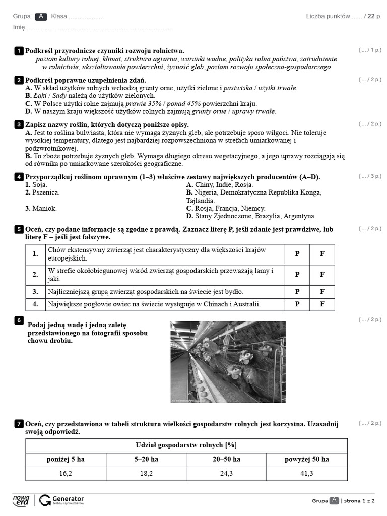 Angielski Klasa 4 Rozdział 3 Test - Rozdzia 4. Rolnictwo Lesnictwo I Rybactwo Test Z Widoczna