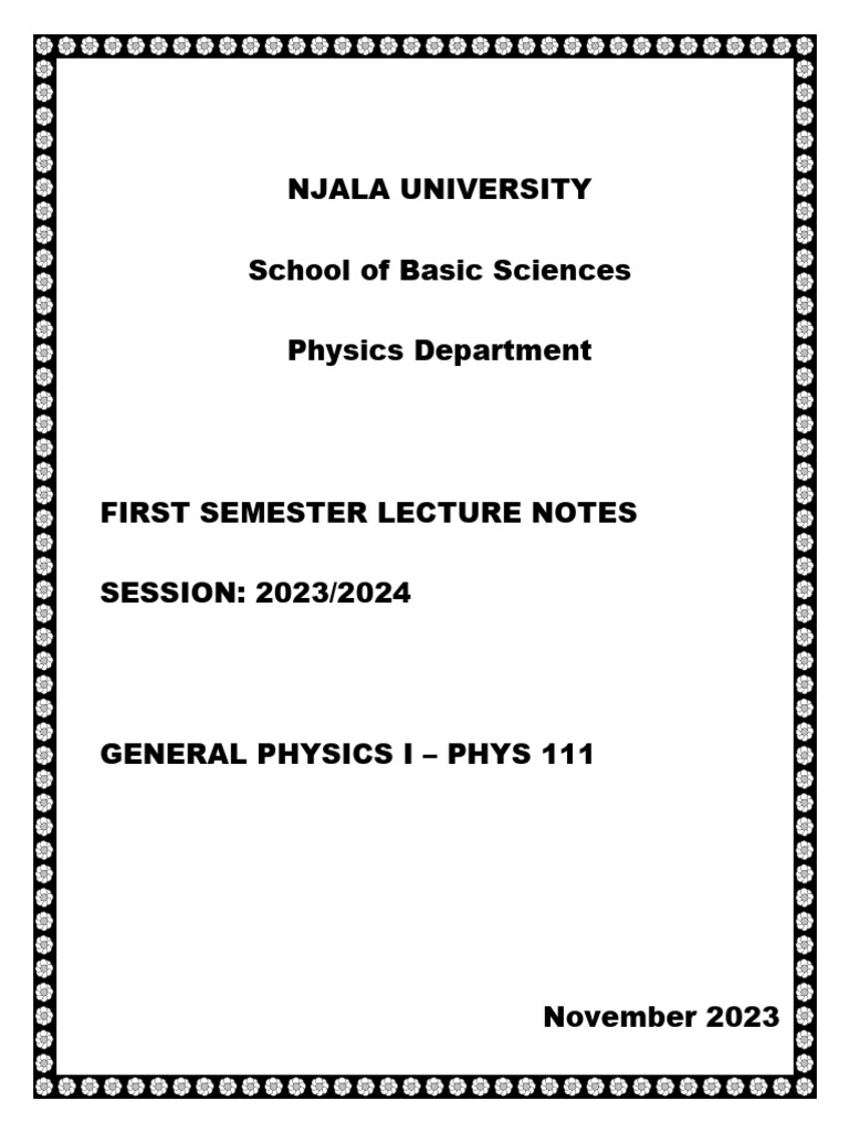 Phys 111 Lecture Notes Pdf International System Of Units Force
