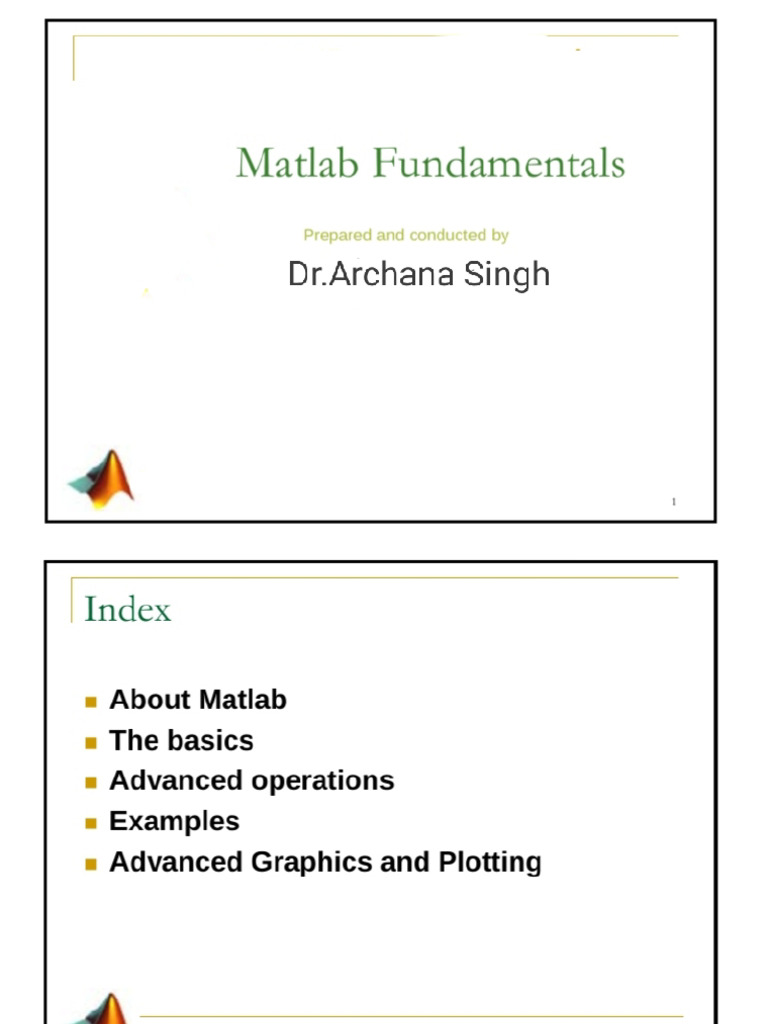 MATLAB Basics DR - Archana Singh | PDF