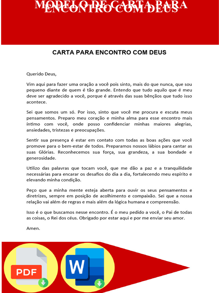 Modelo De Carta Para Encontro Com Deus Pdf