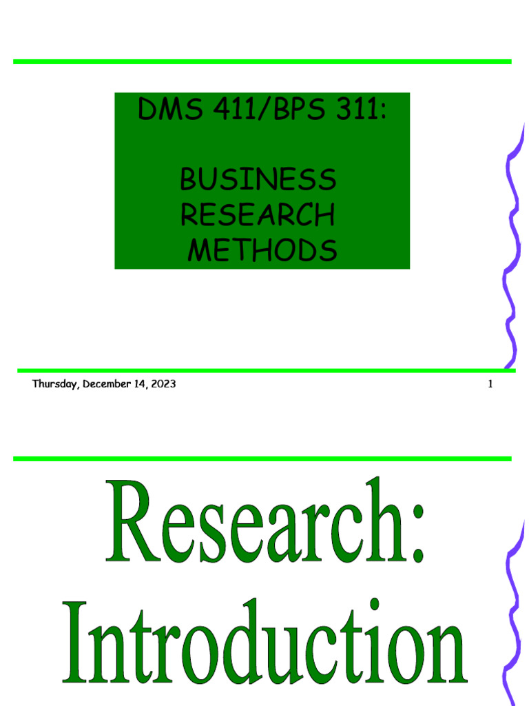 Dms 411 Business Research Methods | PDF | Level Of Measurement | Statistics
