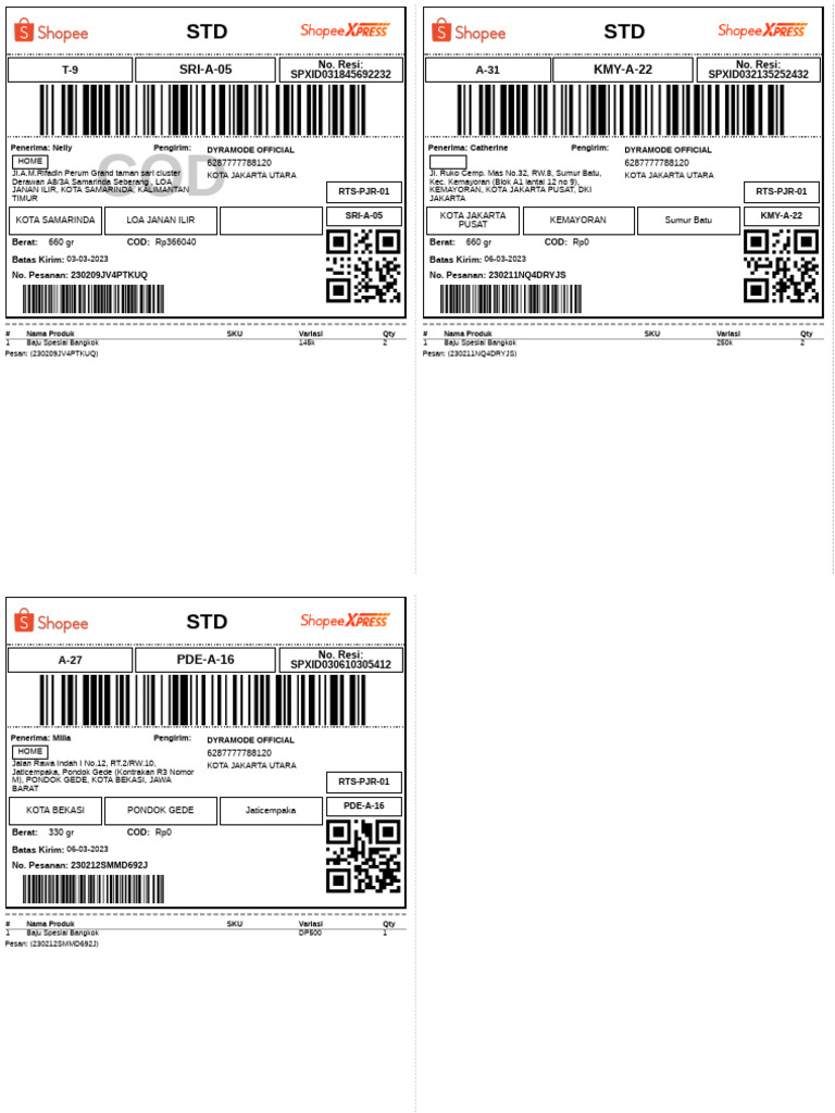 S - Label Pengiriman - Reguler - 3 | PDF