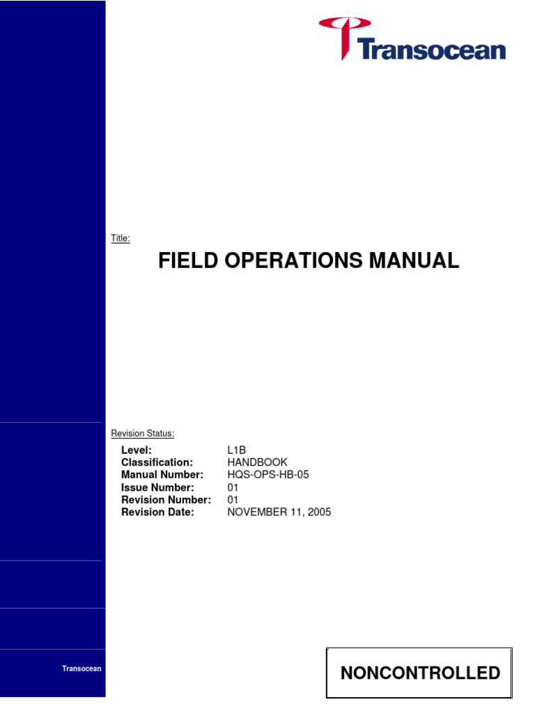 Field Operations Manual Overview | PDF | Chief Operating Officer | Policy