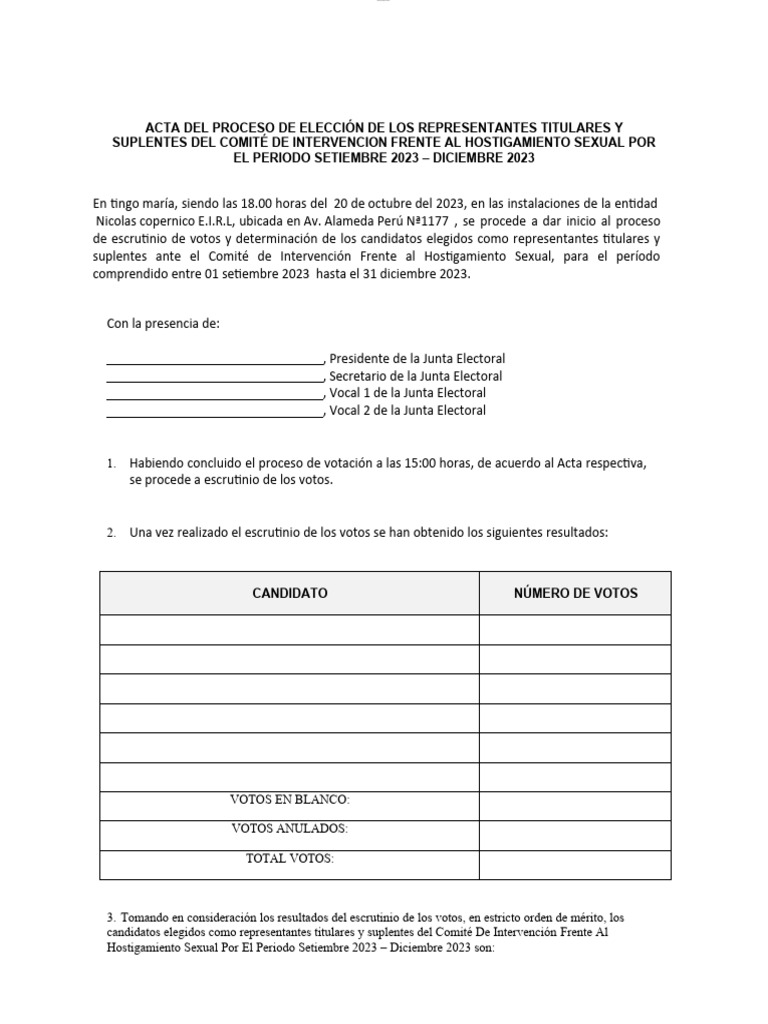 Acta Del Proceso de Eleccion | PDF | Gobernancia | Corrupción política