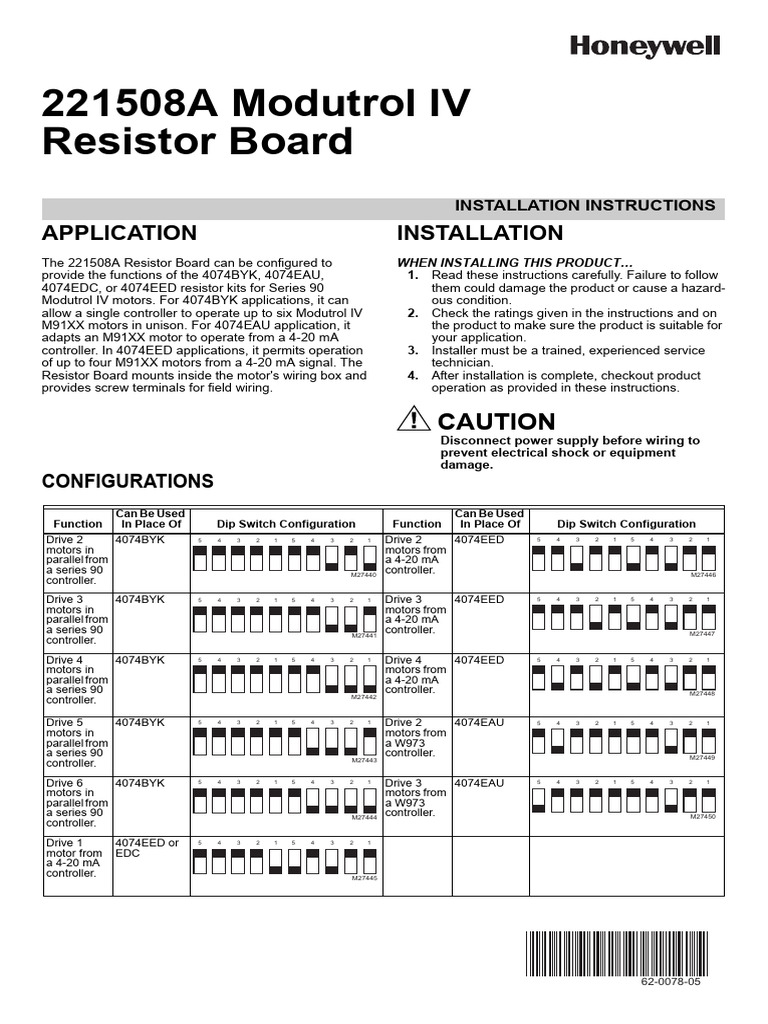 Honeywell 221508A2U Manual | PDF | Resistor | Switch
