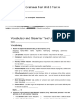 Vocabulary + Grammar Unit 6 Test A