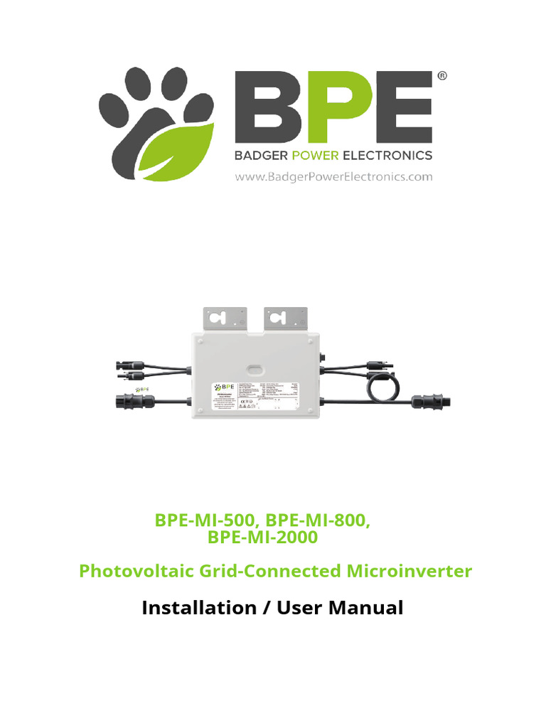 Microinverter Installation Manual | PDF | Photovoltaics | Solar Panel