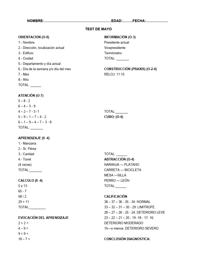Test de Mayo PDF