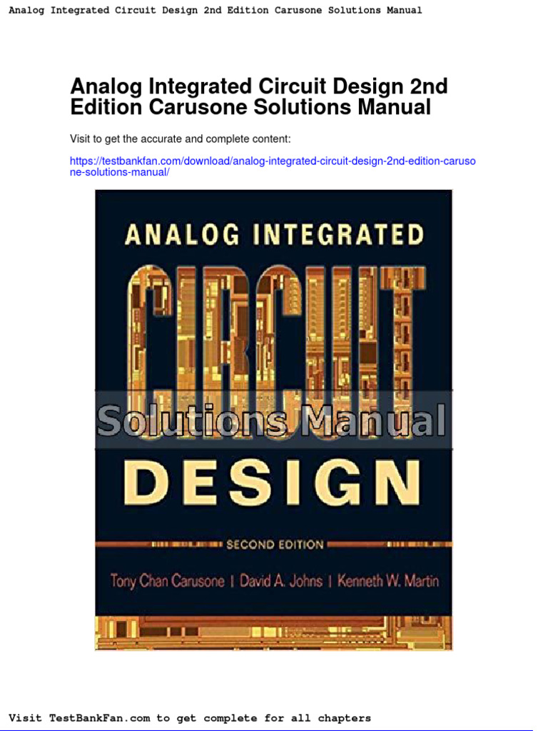 Analog Integrated Circuit Design 2nd Edition Carusone Solutions Manual