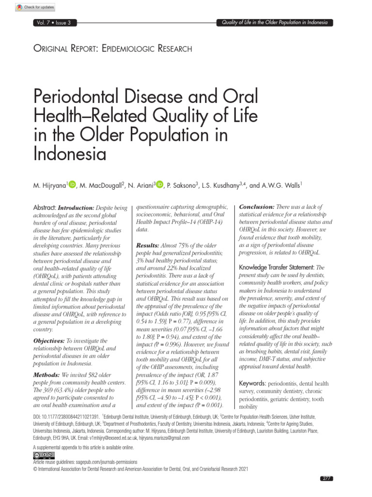 Hijryana Et Al 2021 Periodontal Disease and Oral Health Related Quality ...