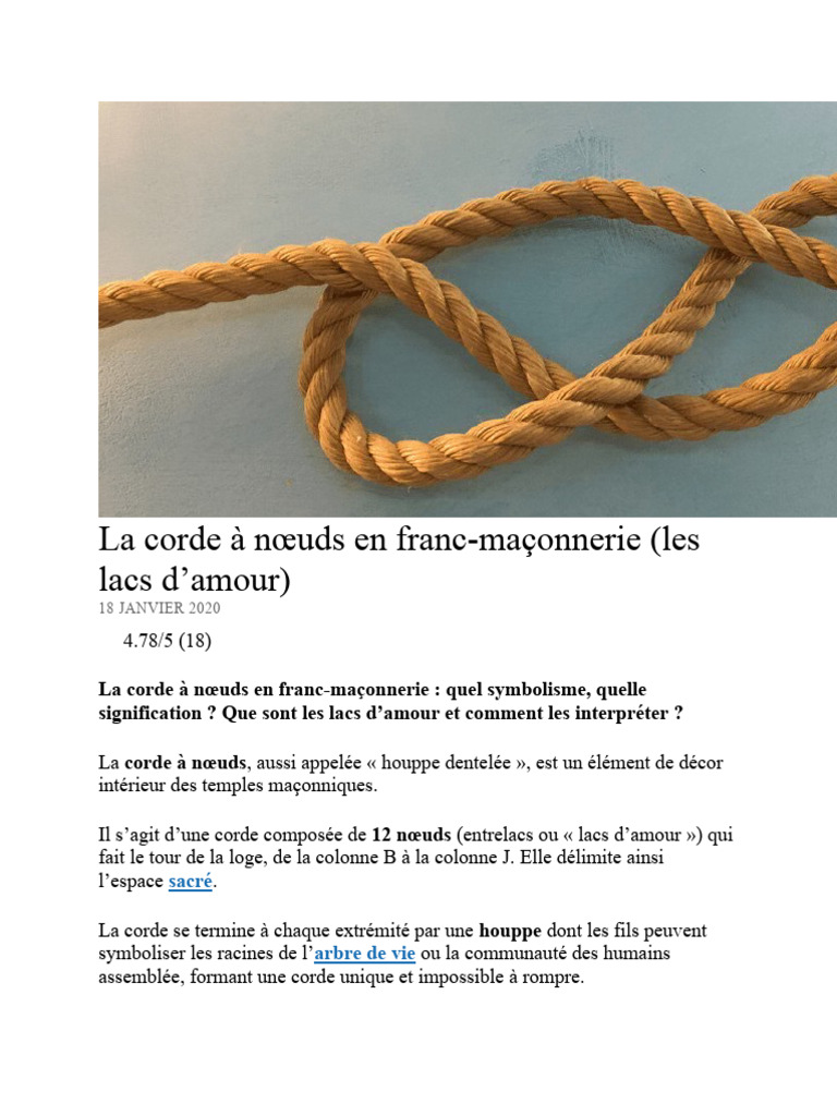 Symbolisme de la corde à nœuds maçonnique | PDF | Franc-maçonnerie | Nœud