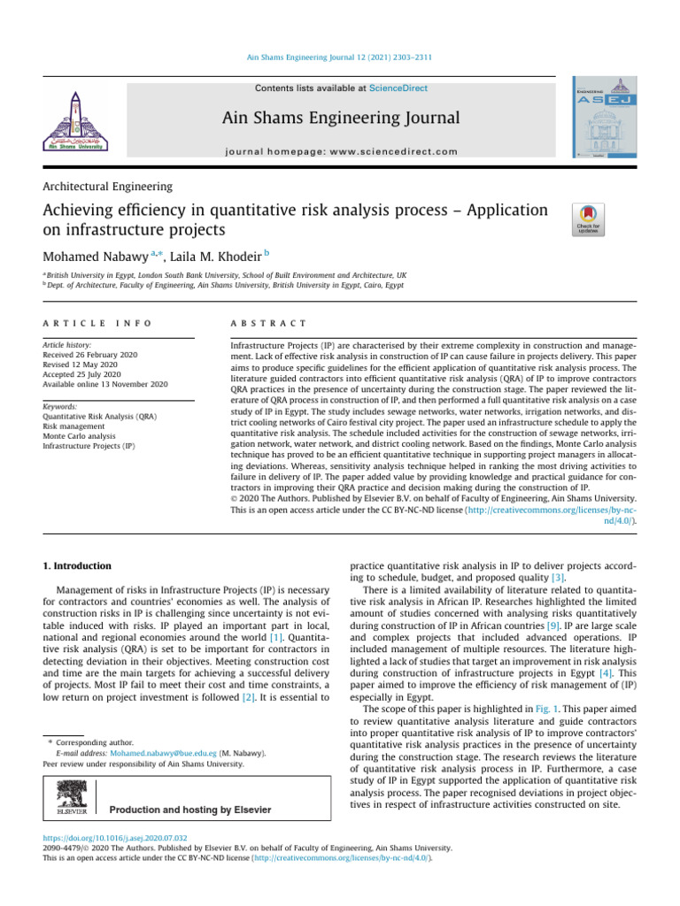 Achieving Efficiency in Quantitative Risk Analysis Proc - 2021 - Ain ...