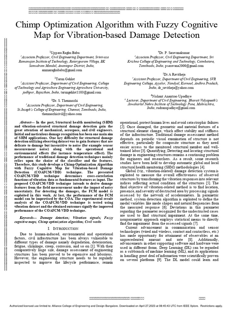 Chimp Optimization Algorithm With Fuzzy Cognitive Map For Vibration ...