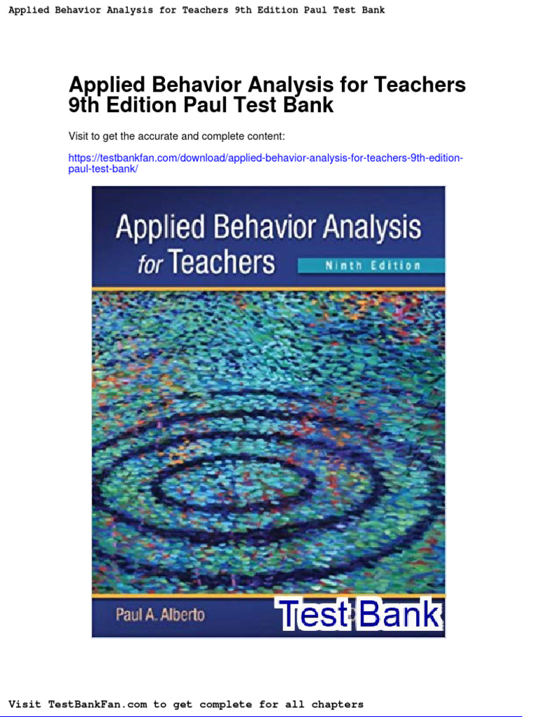 Applied Behavior Analysis For Teachers 9th Edition Paul Test Bank | PDF ...
