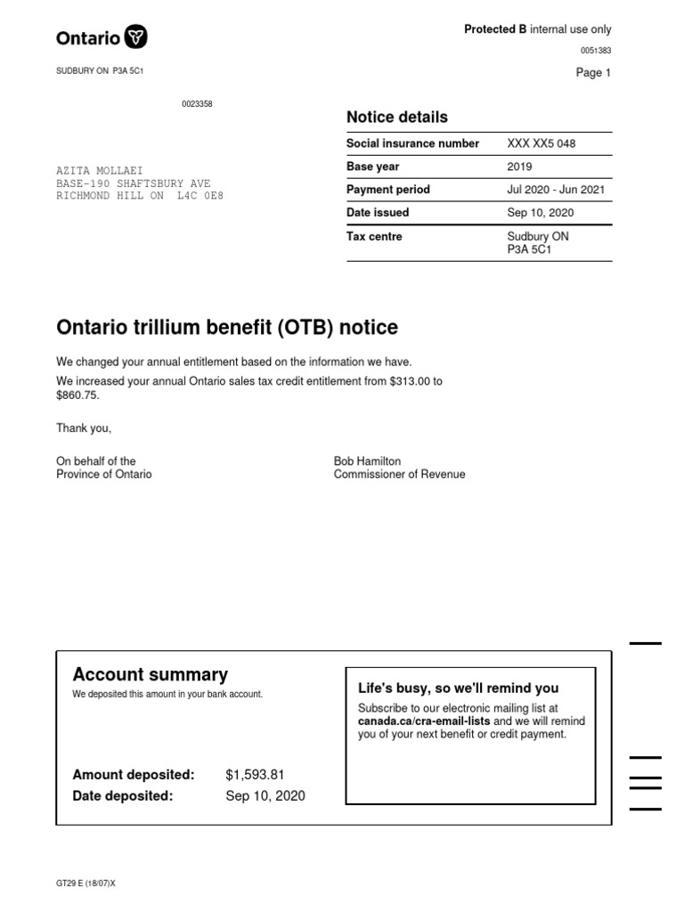 OTB Notice 2020 08 20 19 15 50 176254 | PDF | Payments | Taxes