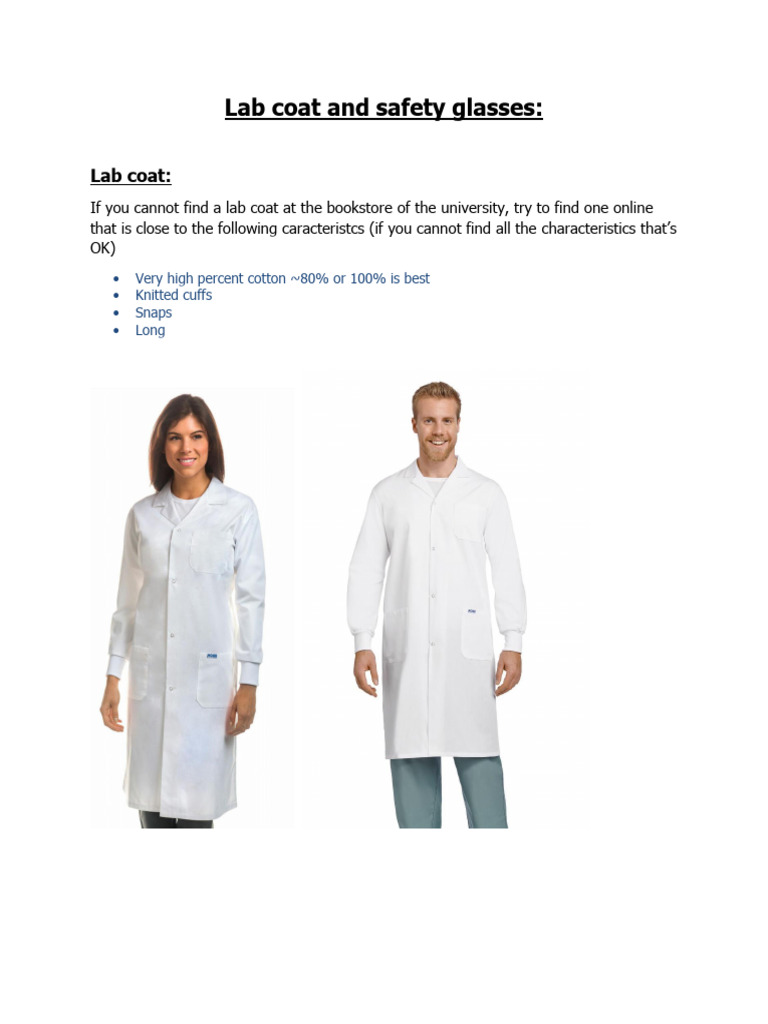 Lab Coat and Safety Glasses PDF