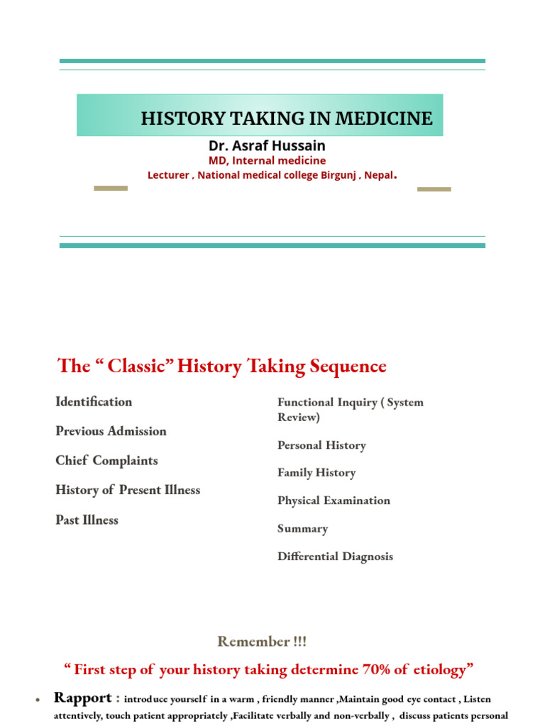 History Taking In Medicine Pdf Medicine Physical Examination