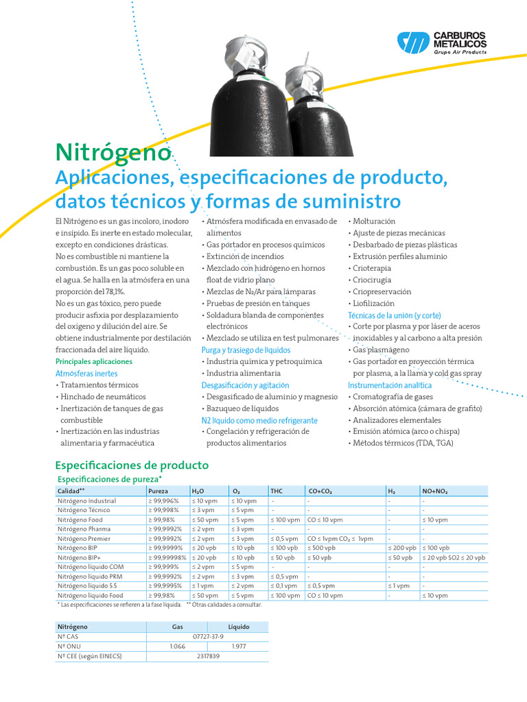310 18 025 ES Nitrogeno | PDF | Gases | Aluminio