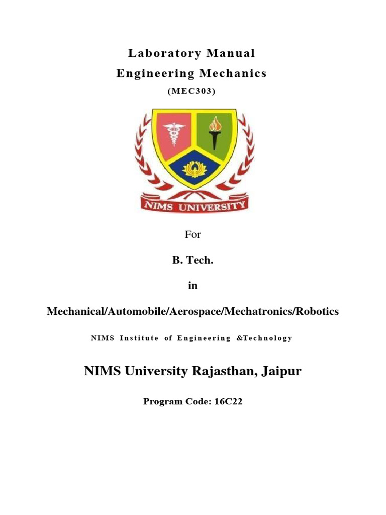 Engg. Mech Lab Manual PDF Engineering Force