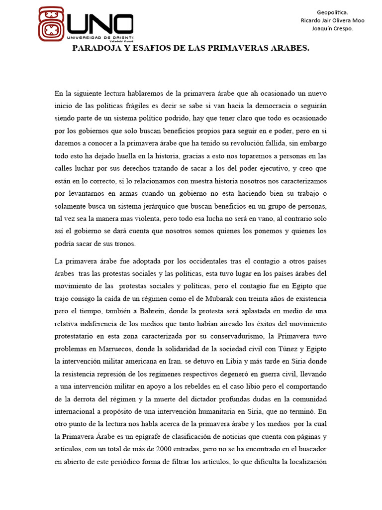 primavera arabe PDF Primavera árabe Mujer