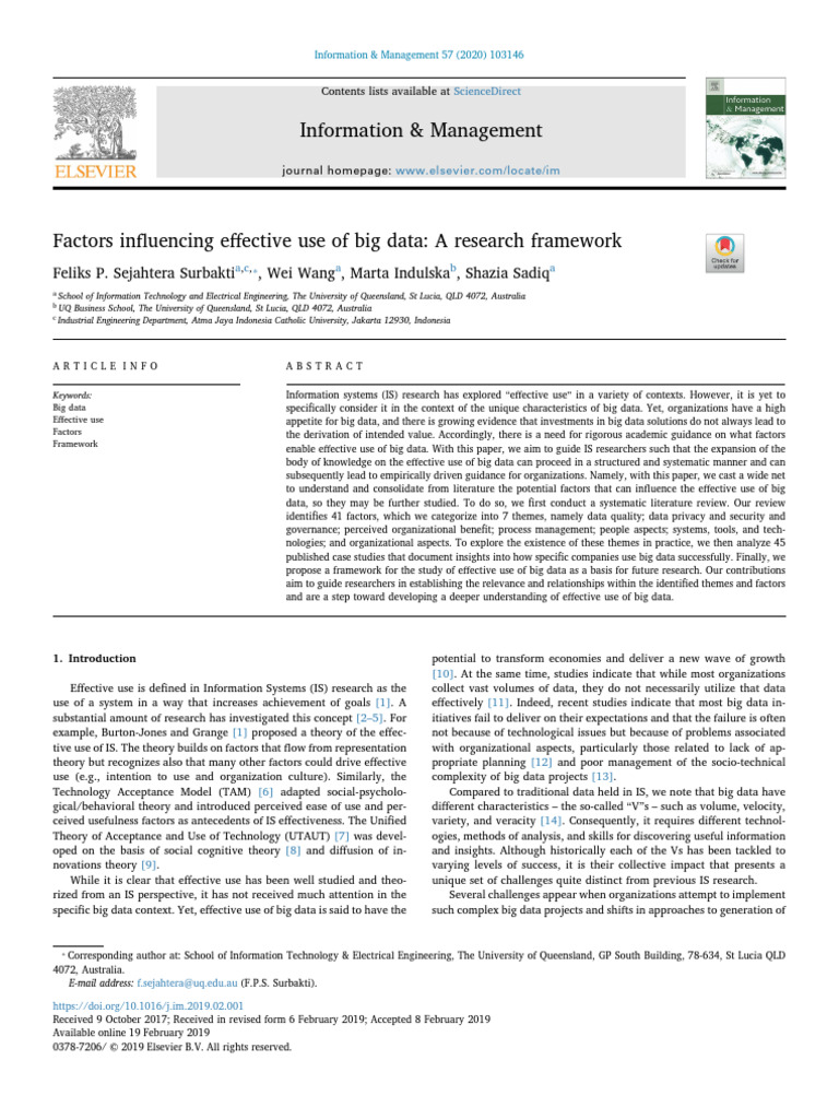 Factors for Effective Big Data Use | PDF | Big Data | Relational Database