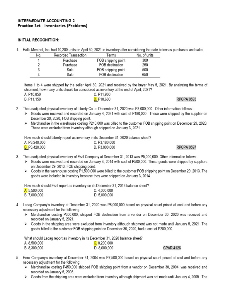 Inventory Accounting and FOB Terms | PDF | Business | Supply Chain ...