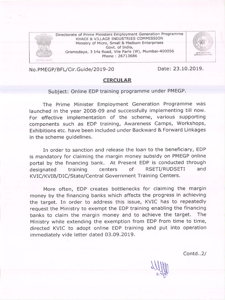 Online EDP Training Under PMEGP23 10 2019 PDF