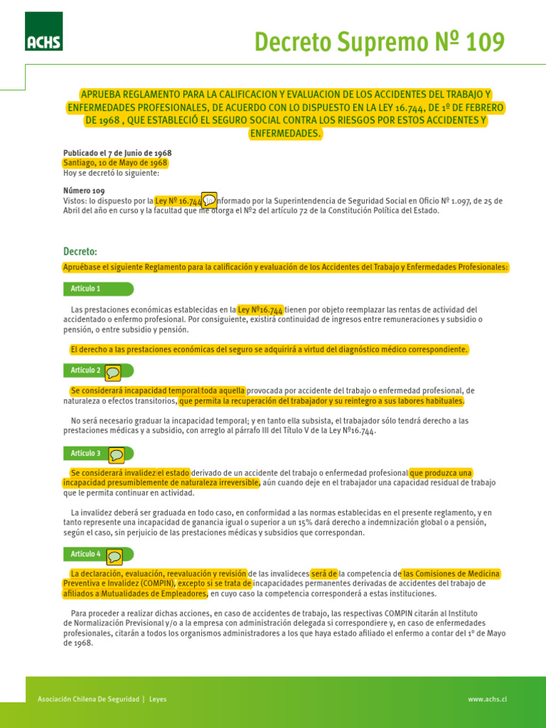 Decreto Supremo 109 | PDF | Mano | Pensión