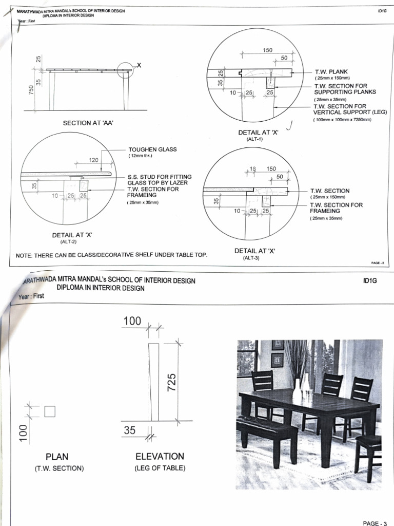 Dining Table Design Details | PDF