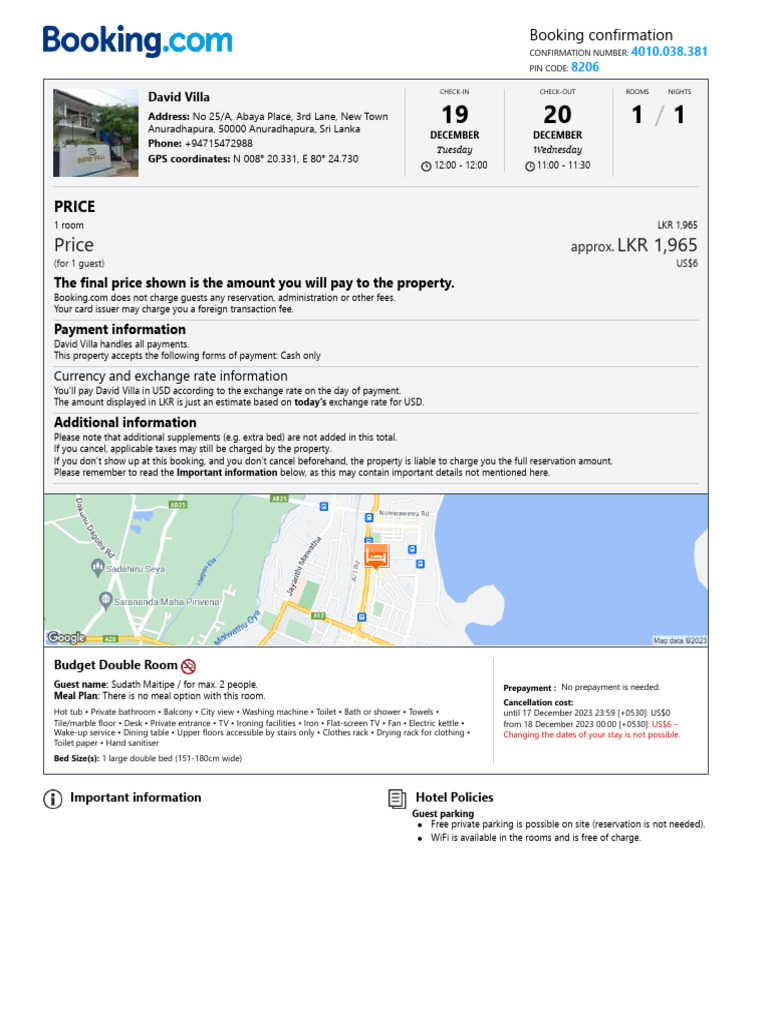 Booking.com Confirmation | PDF | Payments | Exchange Rate