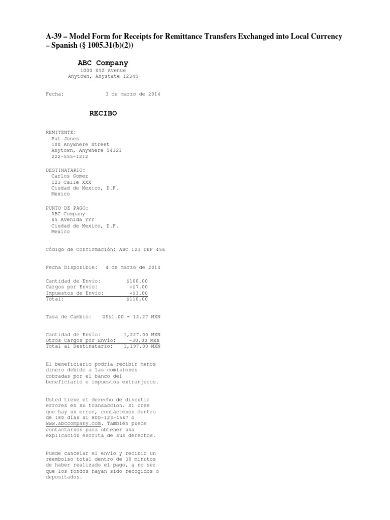 201304_cfpb_modelform_remittancerulea39 PDF