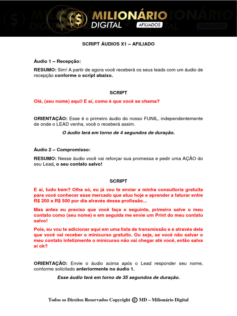 Script para Áudio - WhatsApp | PDF