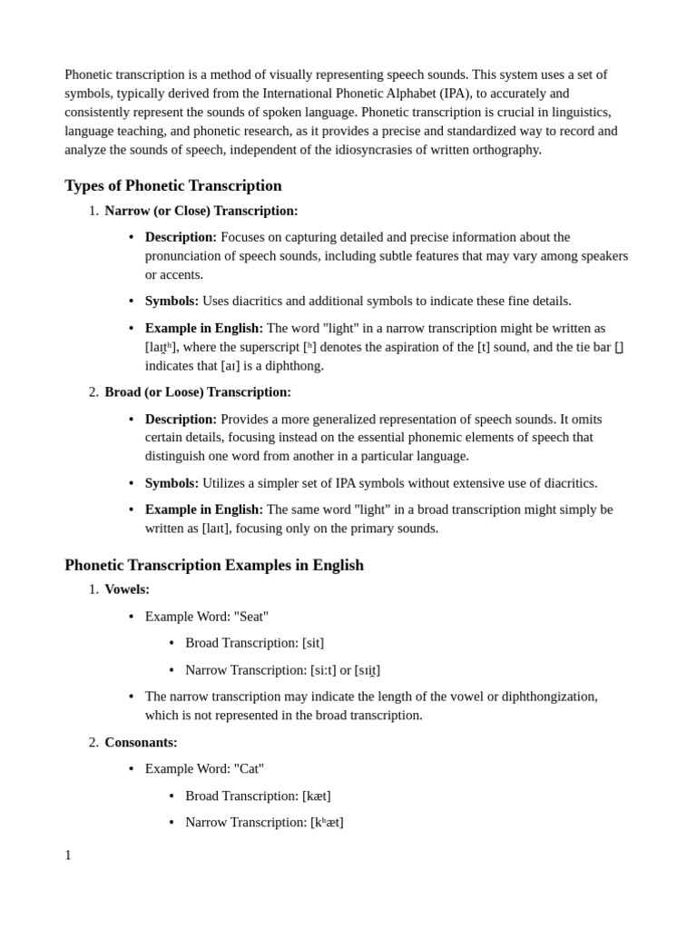 Phonetic Transcription | PDF | Phoneme | Phonetics