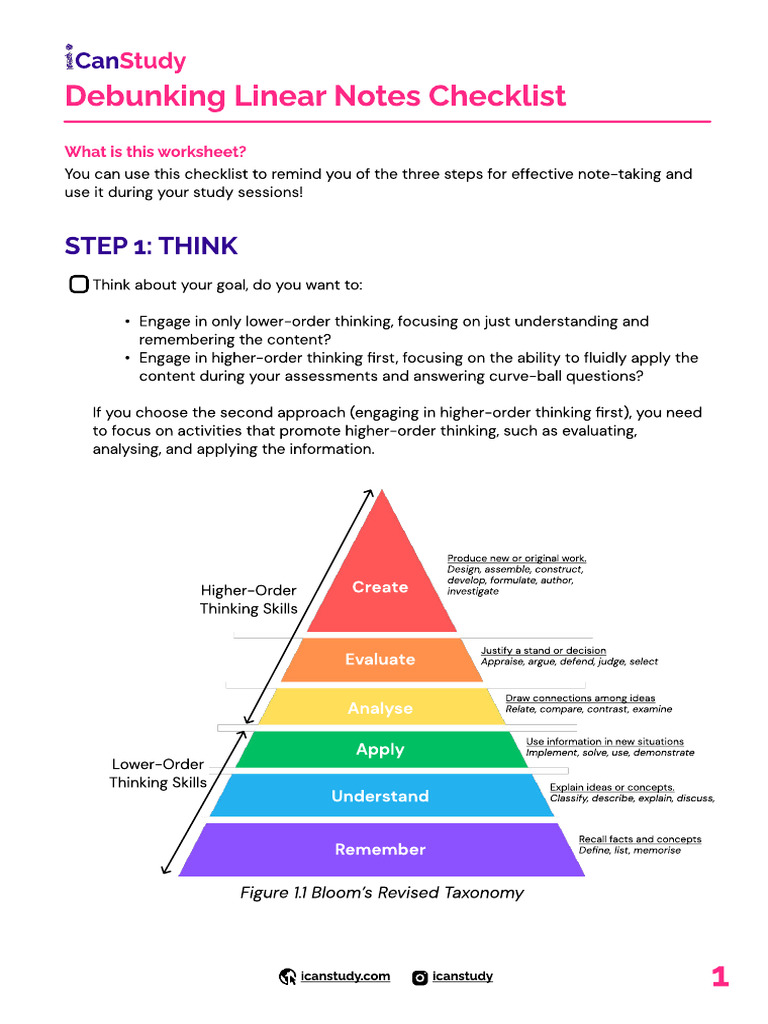 Linear Note Taking Handout | PDF