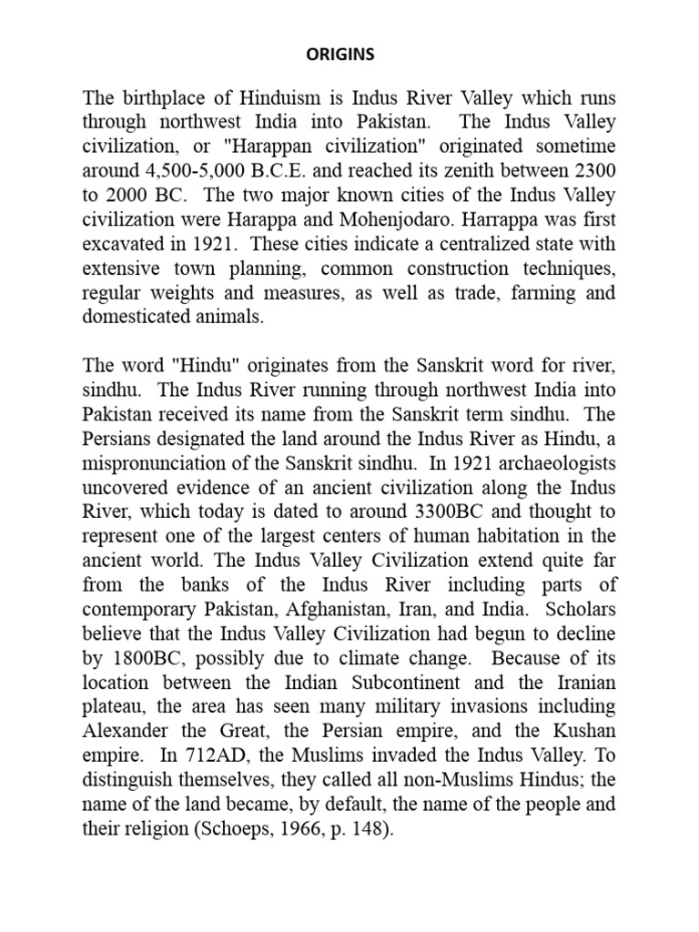 Hinduism Origins Pdf History