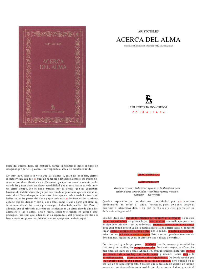 Aristóteles: Definición del Alma | PDF | Alma | Aristóteles