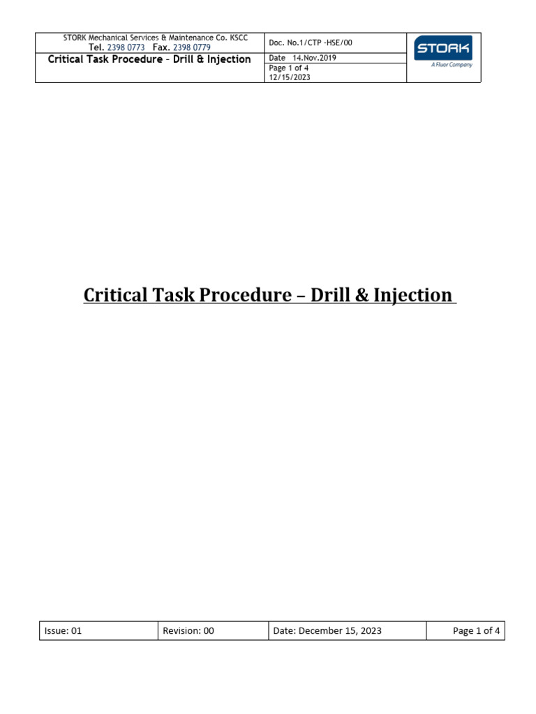 Method Statement - Drill Injection | PDF | Personal Protective ...