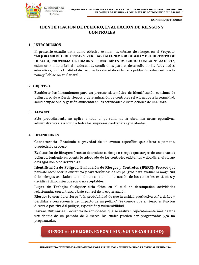 Evaluación de Riesgos en Obras de Huacho | PDF | Riesgo | Seguridad y ...