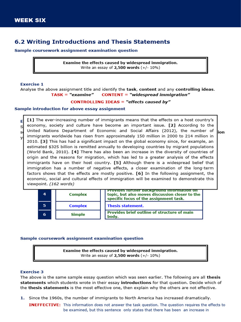 Writing Effective Introductions & Theses | PDF | Immigration | Question