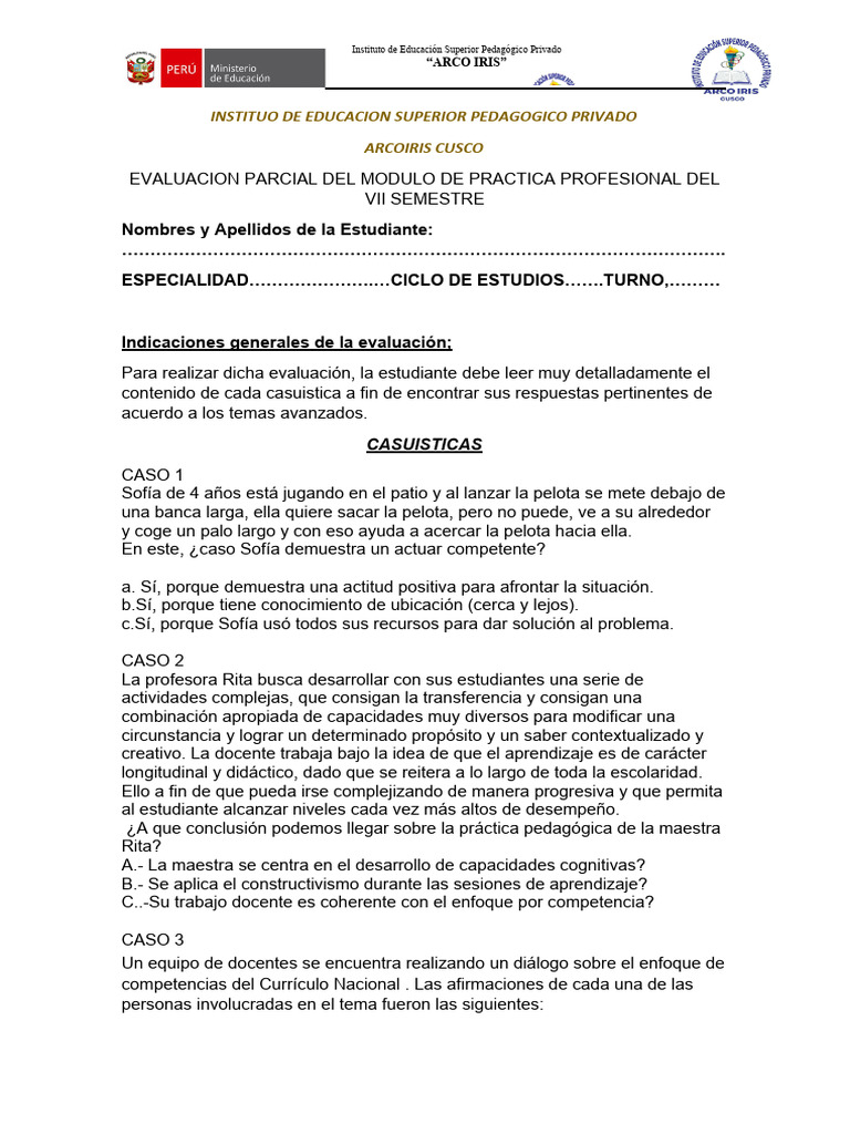 Examen De Practicas Pdf Evaluación Enseñando