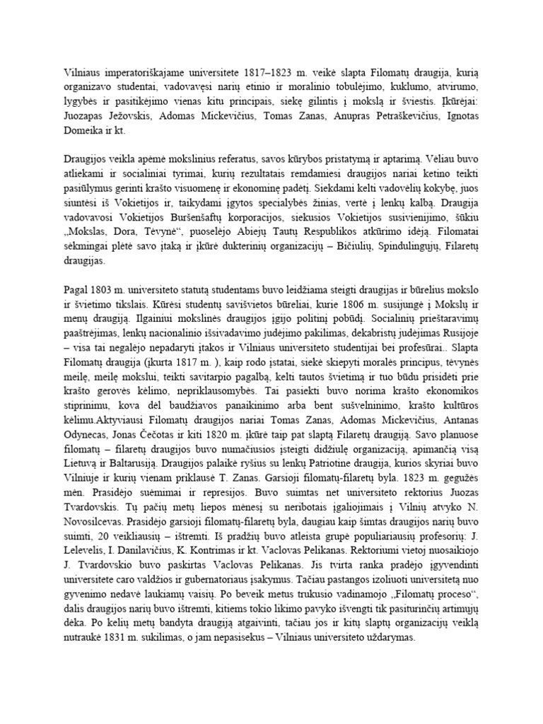 Adomas Mickevičius. Filomatų Ir Filaretų Byla | PDF