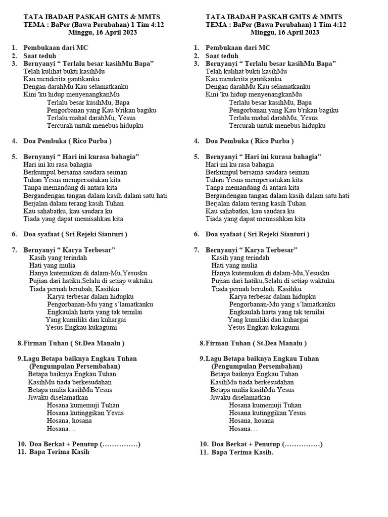 Ibadah Paskah 2023 | PDF