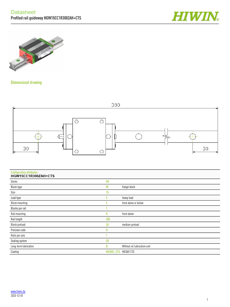 Hiwin HGW15CC Rail Guideway Datasheet | PDF | Mechanical Engineering