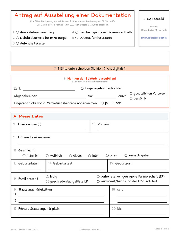 A Antragsformular Dokumentationen Fuer EWR-Buerger Schweizer Und ...